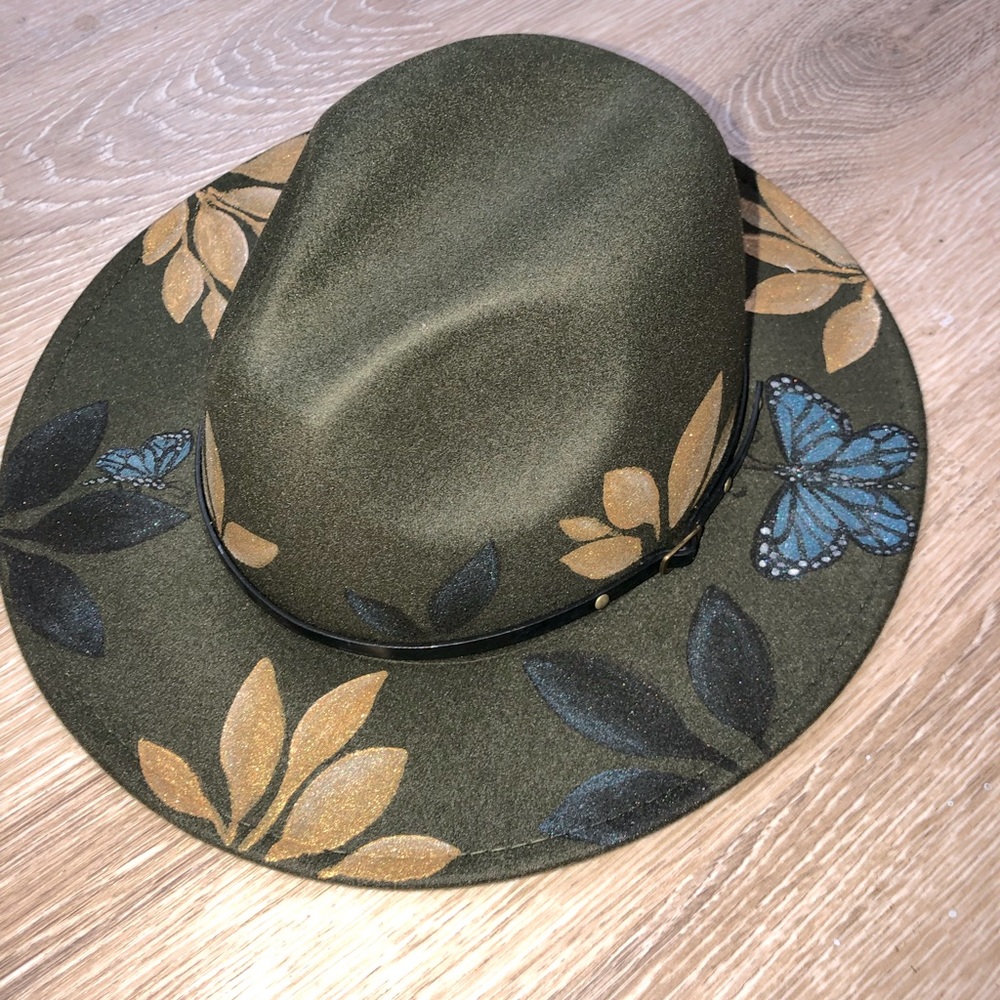 Custom painted butterfly detail summer hat